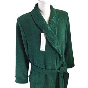Miss Elaine NWT Robe Bathrobe Long M Pockets Embroidered House Coat Touch Inside